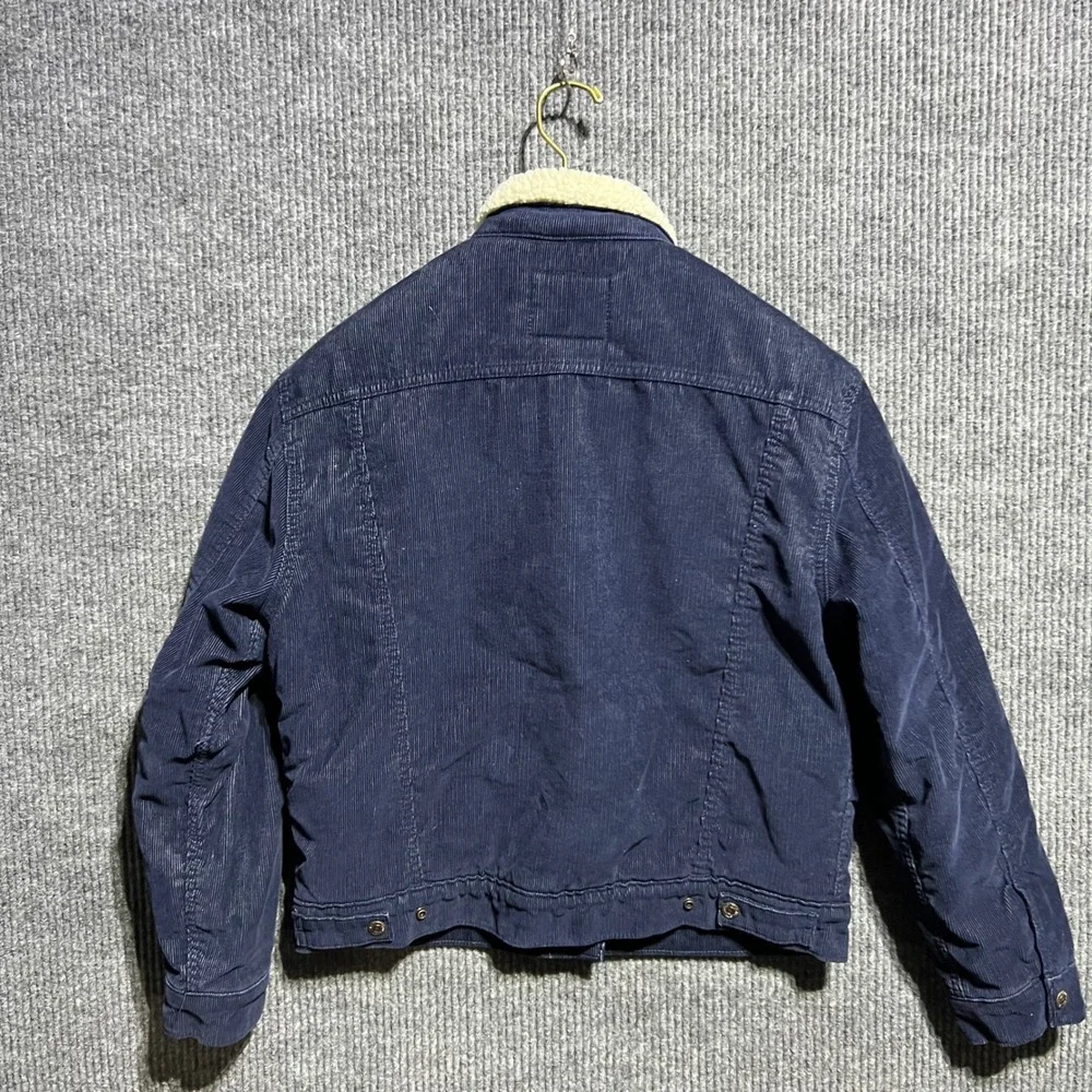 Levis Trucker Jacket Mens Medium Navy Blue Corduroy Sherpa Lined Premium